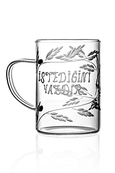 DECOCIA Kişiye Özel Isimli Kulplu Borosilikat Cam Kupa Bardak 200cc