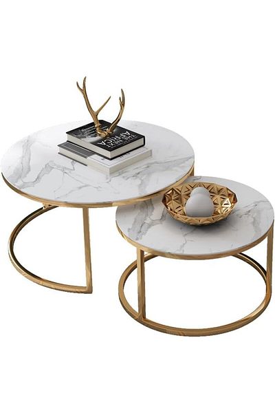 MAPLE HOME DECORATION Maple Home Coffee Table Sofa Side Table Modern Nesting Living Room Furniture 80CM+60CM