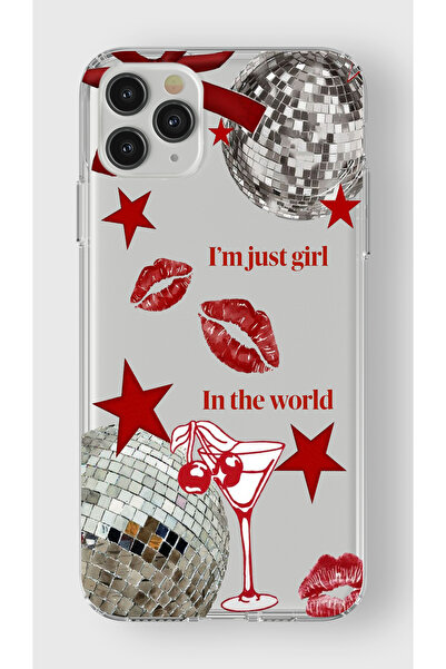 moonset Iphone 11 Pro Uyumlu Im Just Girl Tasarımlı Baskılı Şeffaf Telefon Kı...