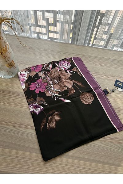 Levidor Purple Edge Flower Pattern Royal Shawl