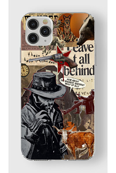 moonset Iphone 11 Pro Uyumlu Kovboy Tasarımlı Baskılı Şeffaf Telefon Kılıfı