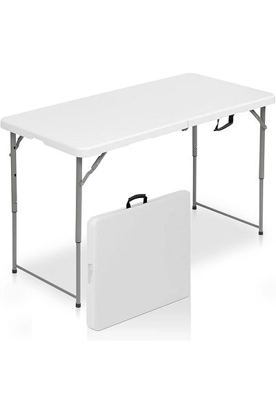 MAPLE HOME DECORATION Plastic Folding Table Portable Trestle Multi-purpose Dining Camp Picnic Party Event Table 60*120cm