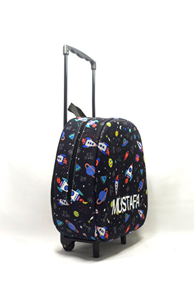 migie Kişiye Özel İsimli Çekçekli Çanta Anaokulu/Kreş Çantası Uzay 2-6 Yaş