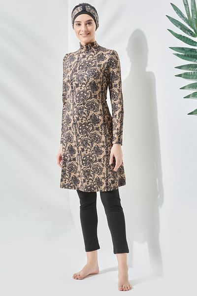 C&City Vollständig bedeckter Hijab-Badeanzug C12002 Braun