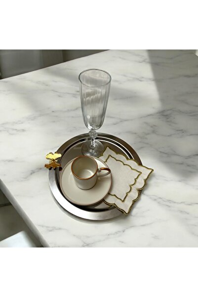 Balars Home 6'lı Gümüş Paslanmaz Çelik Kelebekli Yuvarlak Kahve, Çay, Servis ...