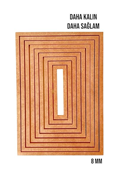 Buradadavar Hobi Ahşap 9'lu Dikdörtgen Ham Mdf, 8mm Kalınlık, 30 Cm Kasnak, Boyanabilir Vidasız Kasnak, Makrome Halkası