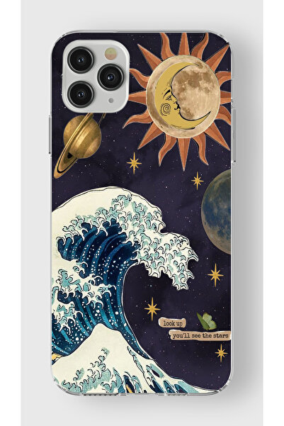 moonset Iphone 11 Pro Uyumlu Dalga ve Güneş Tasarımlı Baskılı Şeffaf Telefon ...