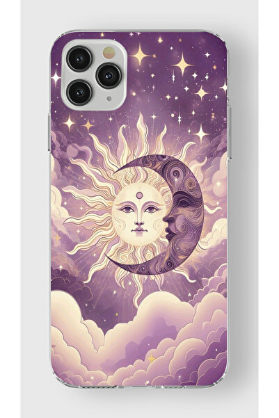 moonset Iphone 11 Pro Max Uyumlu Ay ve Güneş Tasarımlı Baskılı Şeffaf Telefon...