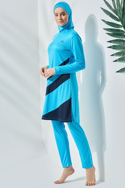 C&City Vollständig bedeckter Hijab-Badeanzug C11020 Türkis