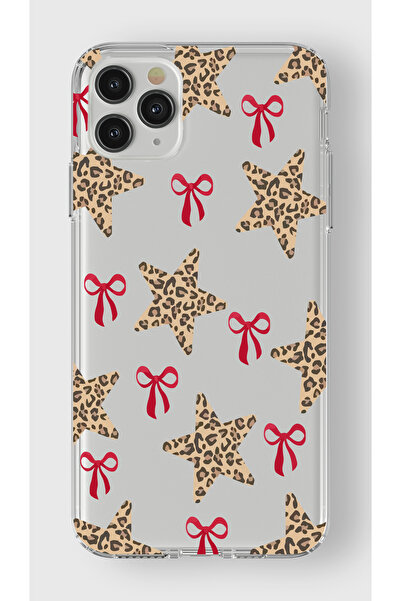 moonset Iphone 11 Pro Max Uyumlu Yıldız ve Fiyonk Tasarımlı Baskılı Şeffaf Te...