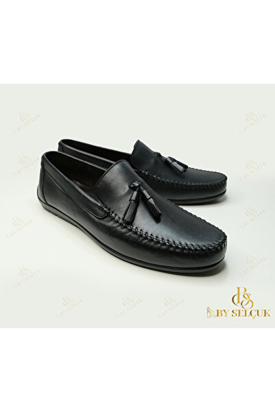 By Selçuk Loafer Style Γνήσιο Δερμάτινο Ορθοπεδικό Ελαφρύ Κλασικό Παπούτσια με Φούντες