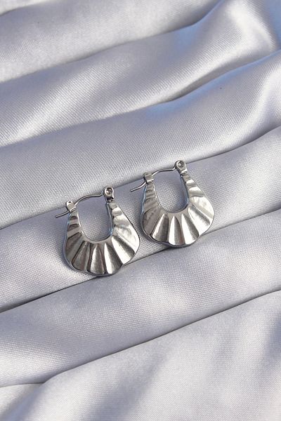 Clariss 316L Steel Silver Color Embossed Look Earrings