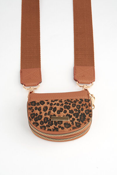 Vivaq Women's Leopard Feather Design 2 Compartment Mini Size Zipper Closure Wallet and Shoulder Bag