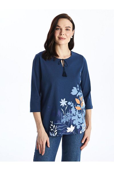 LC Waikiki Bluză de damă cu floare cu guler legat