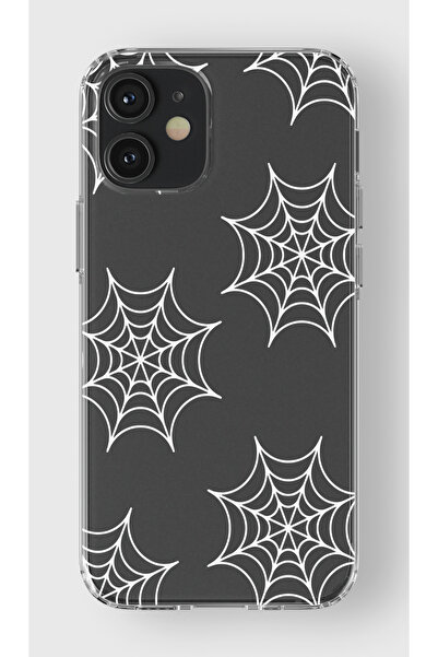 moonset Iphone 12 / 12 Pro Uyumlu Örümcek Ağ Tasarımlı Baskılı Şeffaf Telefon...