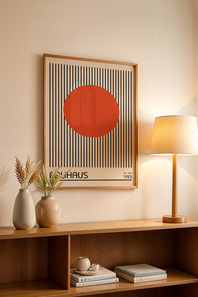 Basquiart Poster din seria Bauhaus cu ramă din lemn, numărul picturii: 28