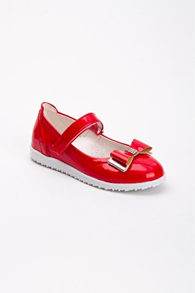 levvas Red Patent Leather Non-Slip Sole Girl's Ballerinas