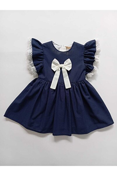 Baby Fiyonklu Kolları Dantel Fisto Detaylı Kız Çocuk Elbise