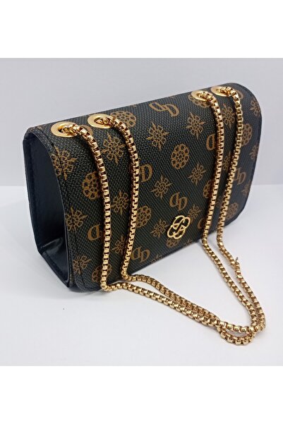 stilyy Siyah Renk Monogram Baskılı Omuz Çantası