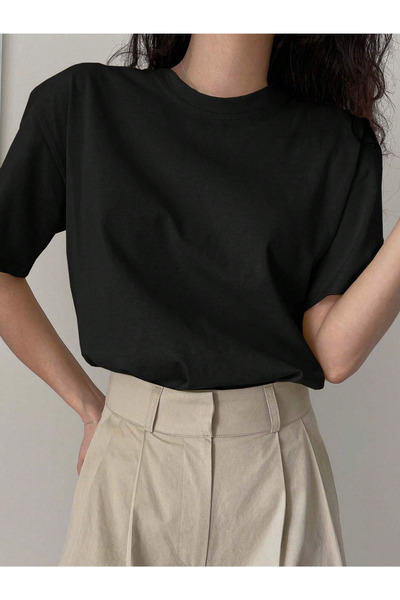 NAKRUF Tricou unisex pentru femei/bărbați, de vară, de culoare uni, cu gât ro...