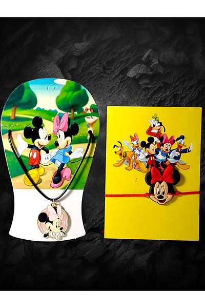 anonim Minnie Mouse Themed Adjustable Necklace and Bracelet Set (with Card)