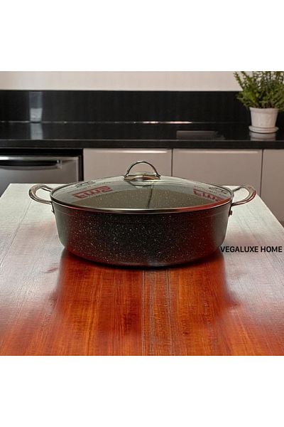 FMS Granite Industrial Flat Pot 34 cm Gray