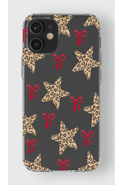 moonset Iphone 12 / 12 Pro Uyumlu Yıldız ve Fiyonk Tasarımlı Baskılı Şeffaf T...