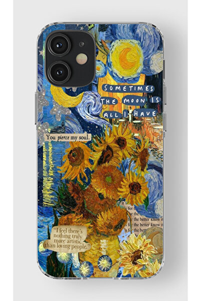 moonset Iphone 12 / 12 Pro Uyumlu Van Gogh Tasarımlı Baskılı Şeffaf Telefon K...