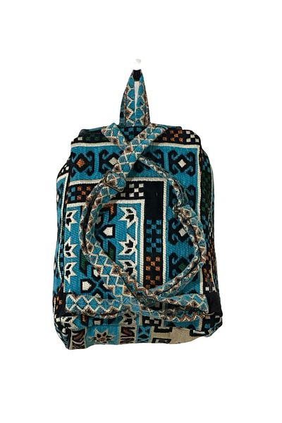mdhomecarpet Rucsac de damă Kilim Carpă realizat manual 30x40 cm |   Geantă din țesătură cu model Şark Corner Calitate autentică