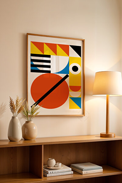 Basquiart Poster din seria Bauhaus cu ramă din lemn, numărul picturii: 6