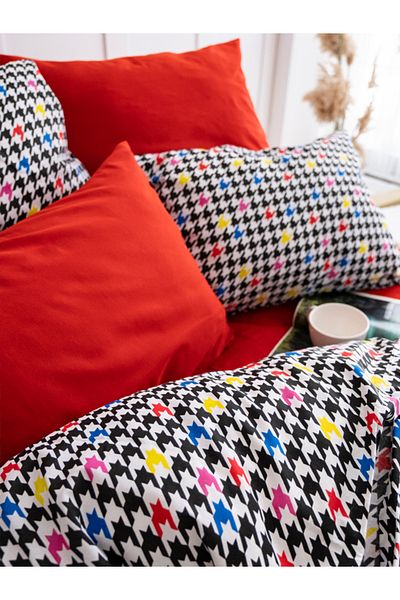 CAQQA Russel 4 Pillow Case Premium Double Duvet Cover Set |   Elastic Sheet