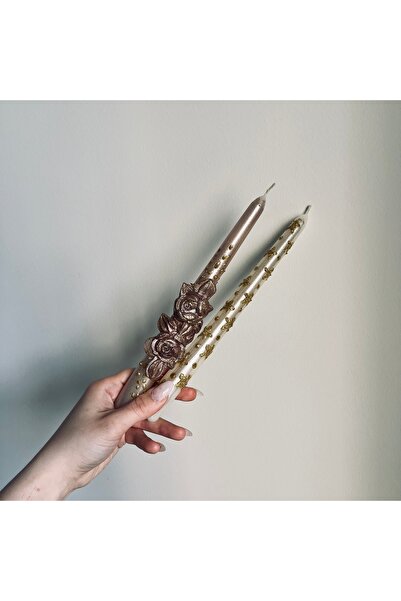 inrobert Dekoratif 2 li Mum Seti Antik Serisi