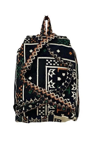 mdhomecarpet Rucsac de damă Kilim Carpă realizat manual 30x40 cm |   Geantă din țesătură cu model Şark Corner Calitate autentică