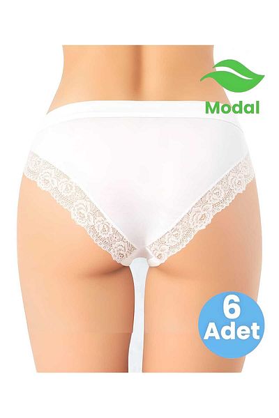 Tezzgelsin Women's 6-Piece Modal Fabric Lace Detailed Bikini Panties