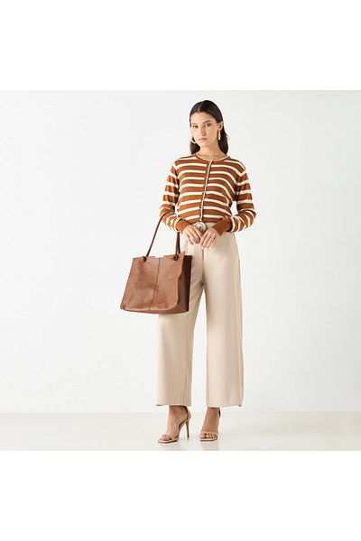 Smart Striped Cardigan with Long Sleeves