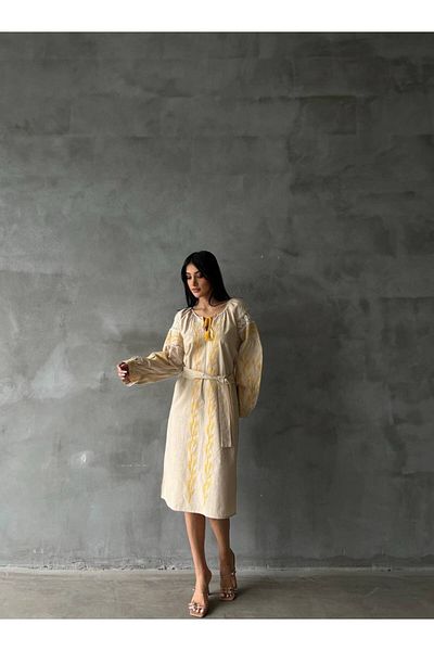 369 etnik butik Rochie midi cu curea cu detaliu de broderie