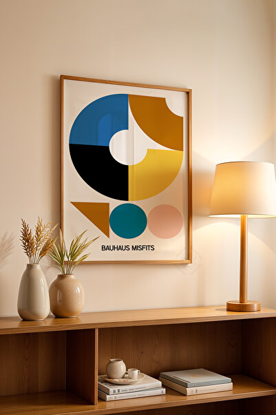 Basquiart Poster din seria Bauhaus cu ramă din lemn, numărul picturii: 118