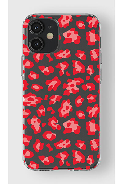 moonset Iphone 12 Mini Uyumlu Leopar Desen Tasarımlı Baskılı Şeffaf Telefon K...