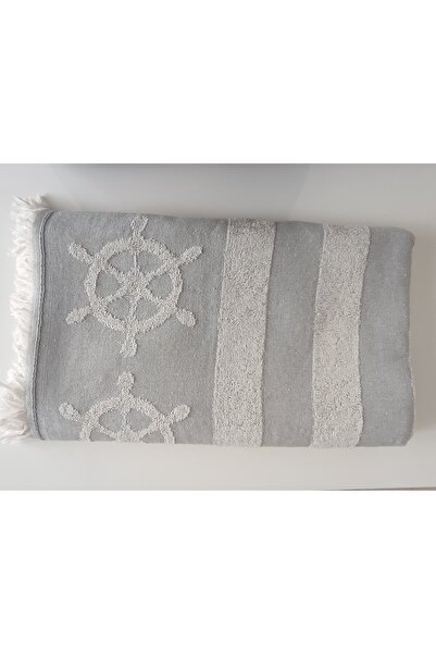 BELİNİS ÇAPA GRİ JAKARLI BAMBU PEŞTEMAL 100 X160 CM