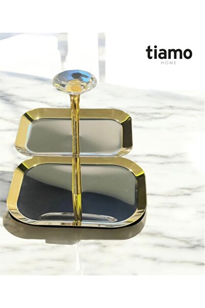 Tiamo Rio Kristal Sunum Tabağı Gold