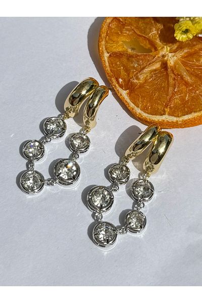 MyladyAccessoriess Special Series Ring and Stone Detailed Dangle Earrings