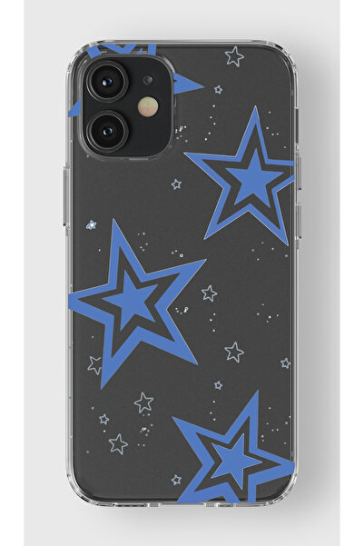 moonset Iphone 12 / 12 Pro Uyumlu Yıldız Tasarımlı Baskılı Şeffaf Telefon Kılıfı