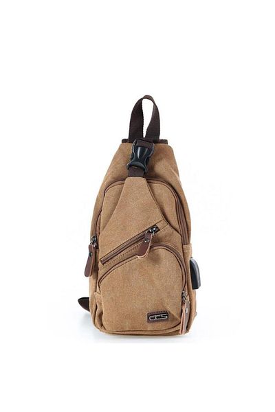 Cantayurdu Ççs London 31184 USB Aux Output Canvas Backpack Καφέ