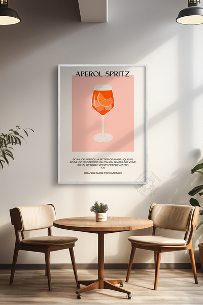 Basquiart Seria Cocktail Poster cu ramă albă, tablou, cafenea, restaurant, de...