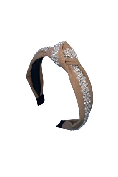 CAŞ DEKORASYON Light Brown Color Pearled and Knotted Crown