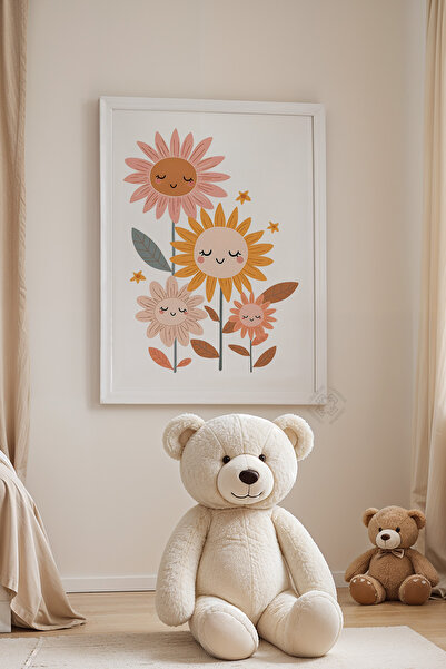 Basquiart Poster cu ramă albă pentru camera copiilor, camera bebelușilor, tab...