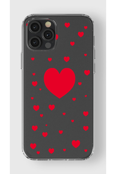 moonset Iphone 12 Pro Max Uyumlu Kalpler Tasarımlı Baskılı Şeffaf Telefon Kılıfı