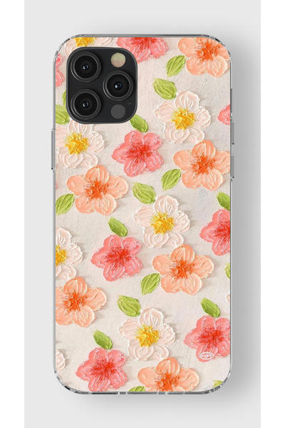 moonset Iphone 12 Pro Max Uyumlu Çiçek Tasarımlı Baskılı Şeffaf Telefon Kılıfı