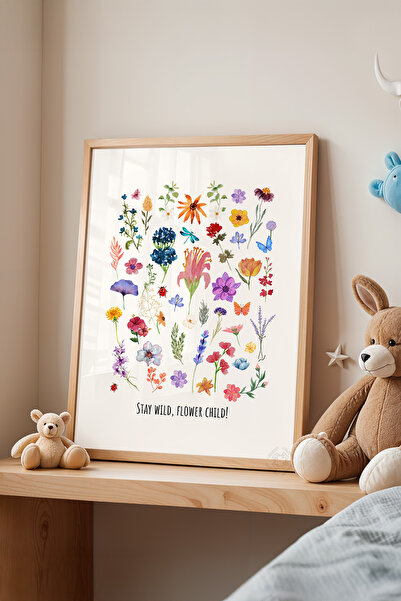 Basquiart Poster cu ramă din lemn pentru camera copiilor, camera bebelușilor,...