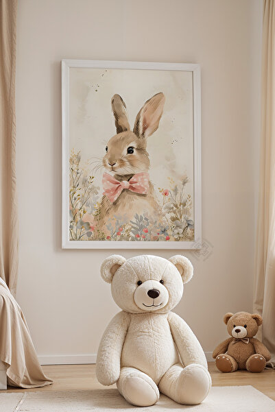 Basquiart Poster cu ramă albă pentru camera copiilor, camera bebelușilor, tab...